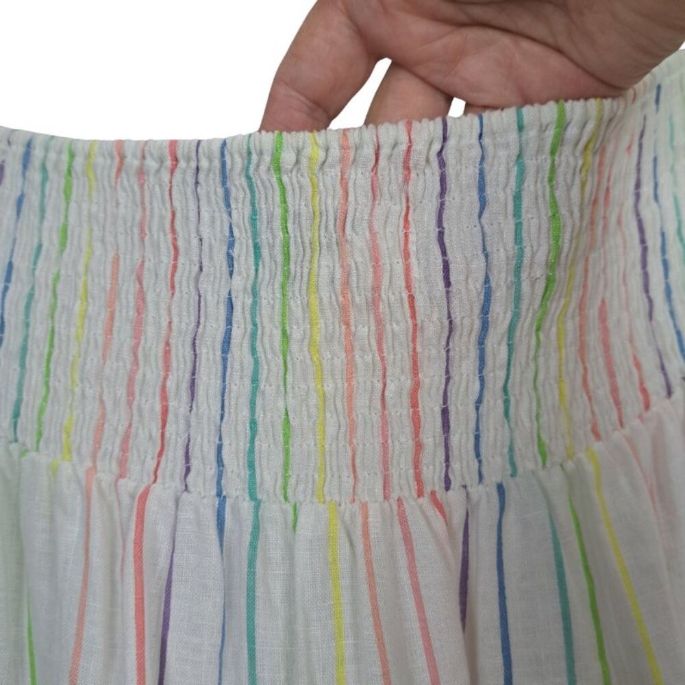 SWF S/W/F Linen Rainbow Candy Strip Tiered Ruffled Layered Skirt Size S - Picture 9 of 11
